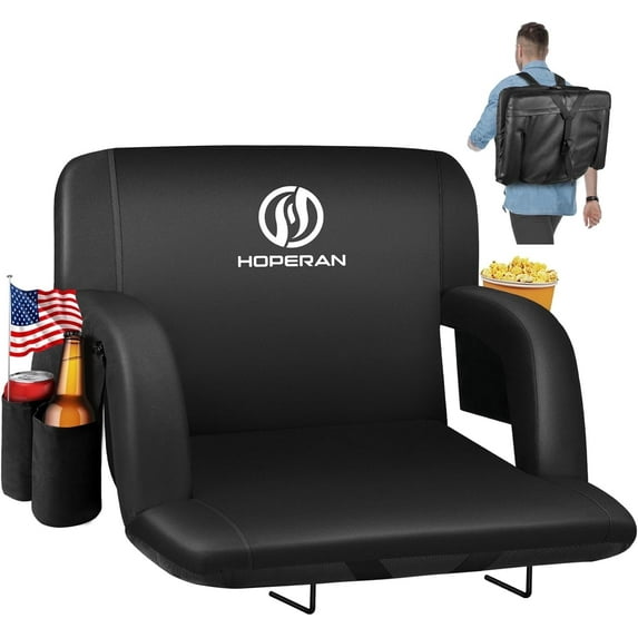 PNKKODW 23" Stadium Seats for Bleachers with Back Support, Half-fold Portable Bleacher Chairs with Back and Cushion, 600D Waterproof Reclining Extra Wide Bleacher Seat for Outdoor Sports