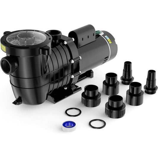 Suteck Pool Pump Above Ground/Inground, Powerful Selfpriming Pool Pumps for 15,000-31,000 Gallons Pools, Dual Voltage Swimming Pool Pump with Strainer Basket & Drain Plug (Dual Speed 2HP)