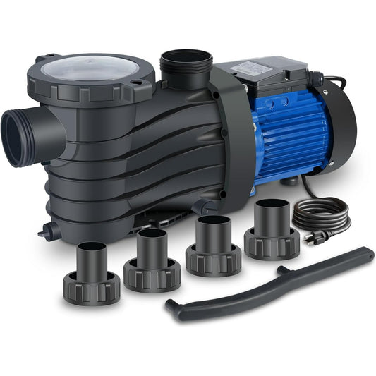Suteck Pool Pumps Above Ground/Inground, 3 HP 7449GPH, Powerful Selfpriming Pool Pump, Dual Voltage Energy Saving Swimming Pool Pump with 1.5" & 2.0'' Inlet/Outlet & Strainer Basket
