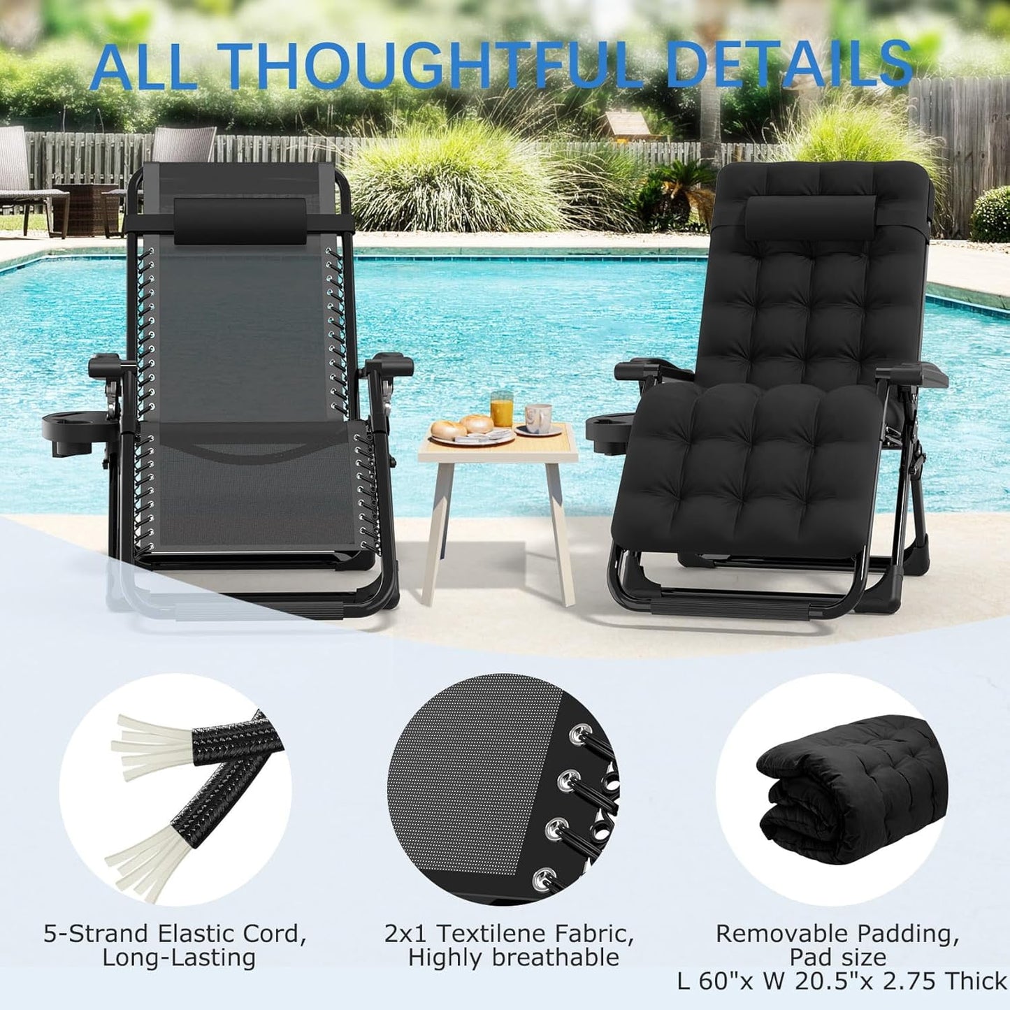 Suteck 26" Zero Gravity Recliner Chair, Black
