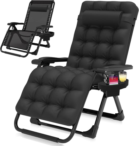 Suteck Folding Zero Gravity Chair with Removable Cushion, Upgraded Lock and Cup Holder, for Indoor and Outdoor